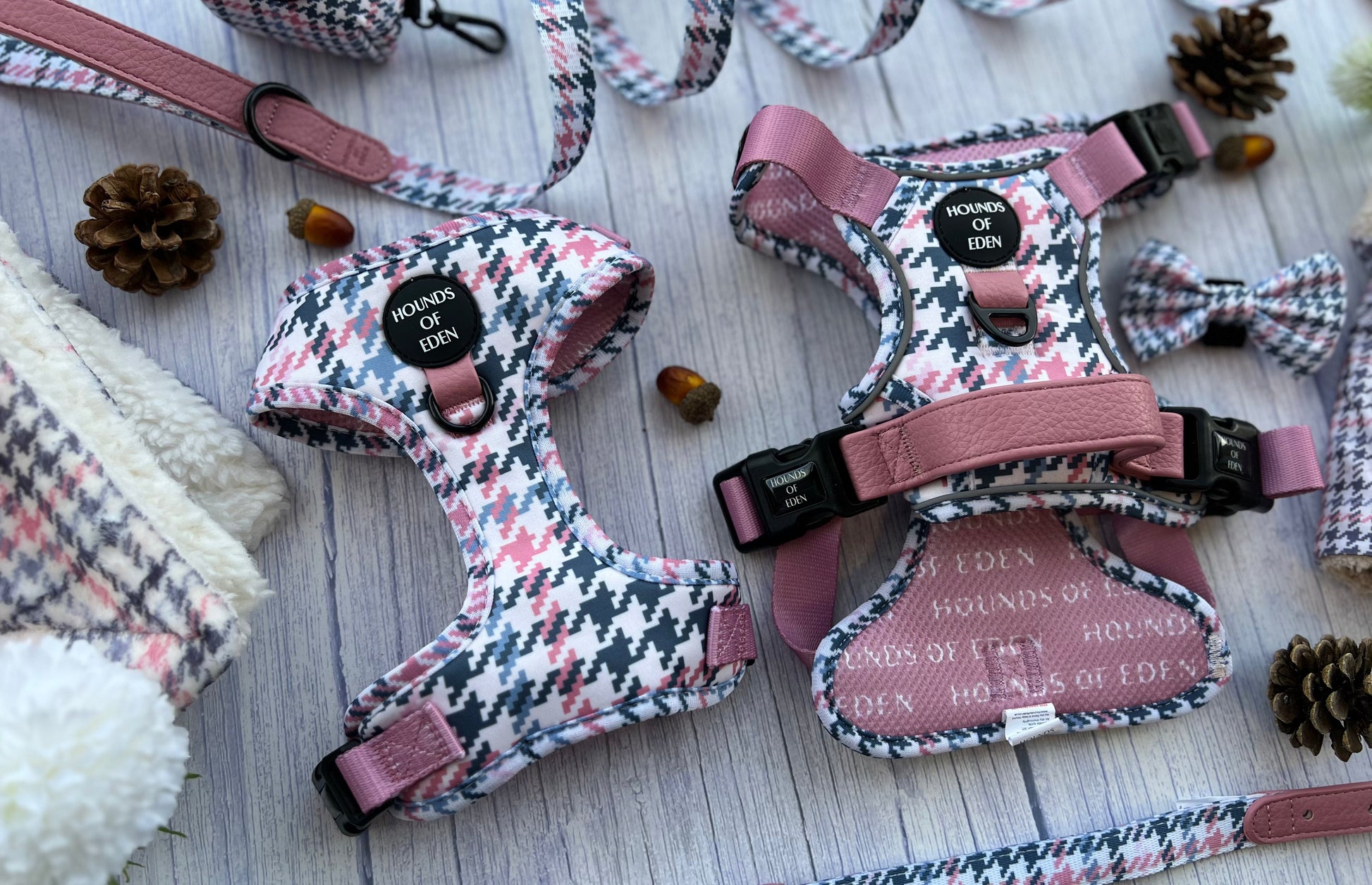 Pink Houndstooth Design Dog Bow Tie - The Bark Market