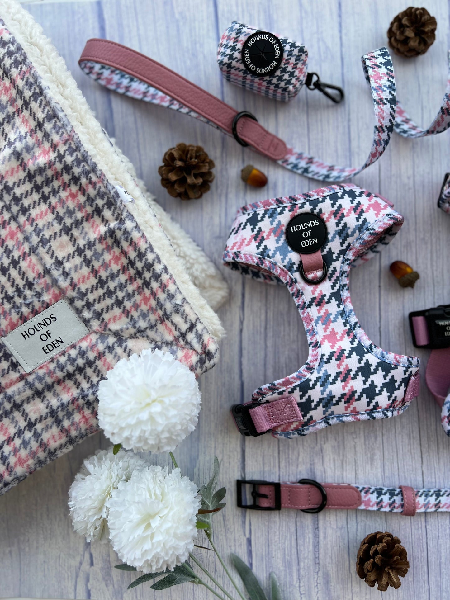 Pink Houndstooth Dog Harness (XXS-XS) - The Bark Market