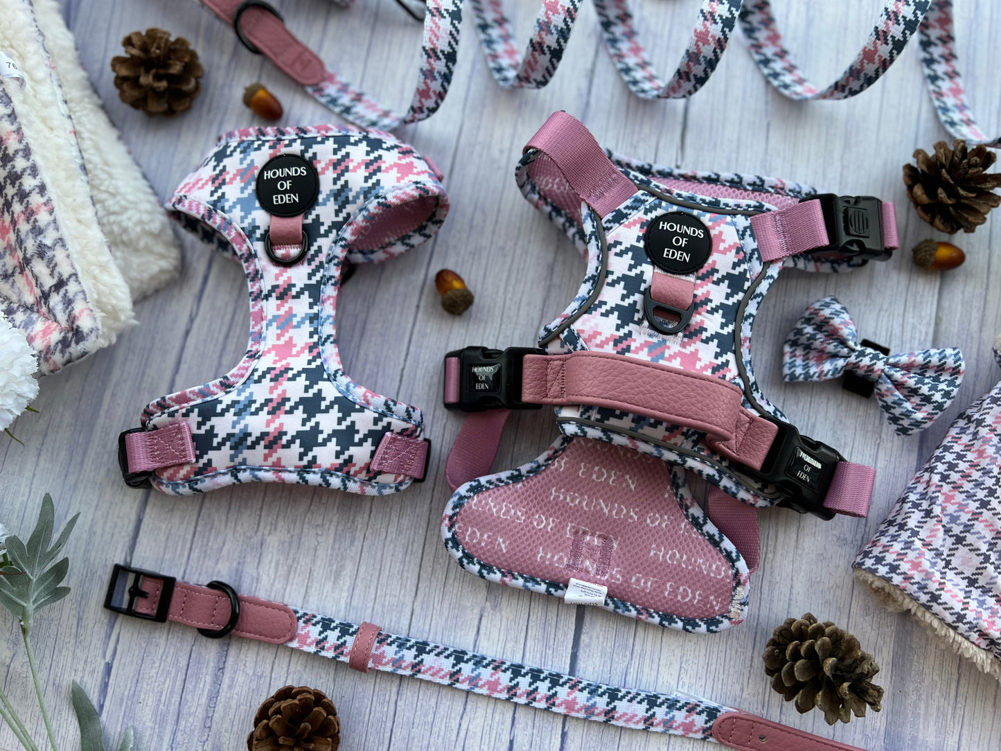 Pink Houndstooth Design Poop Bag Holder - The Bark Market