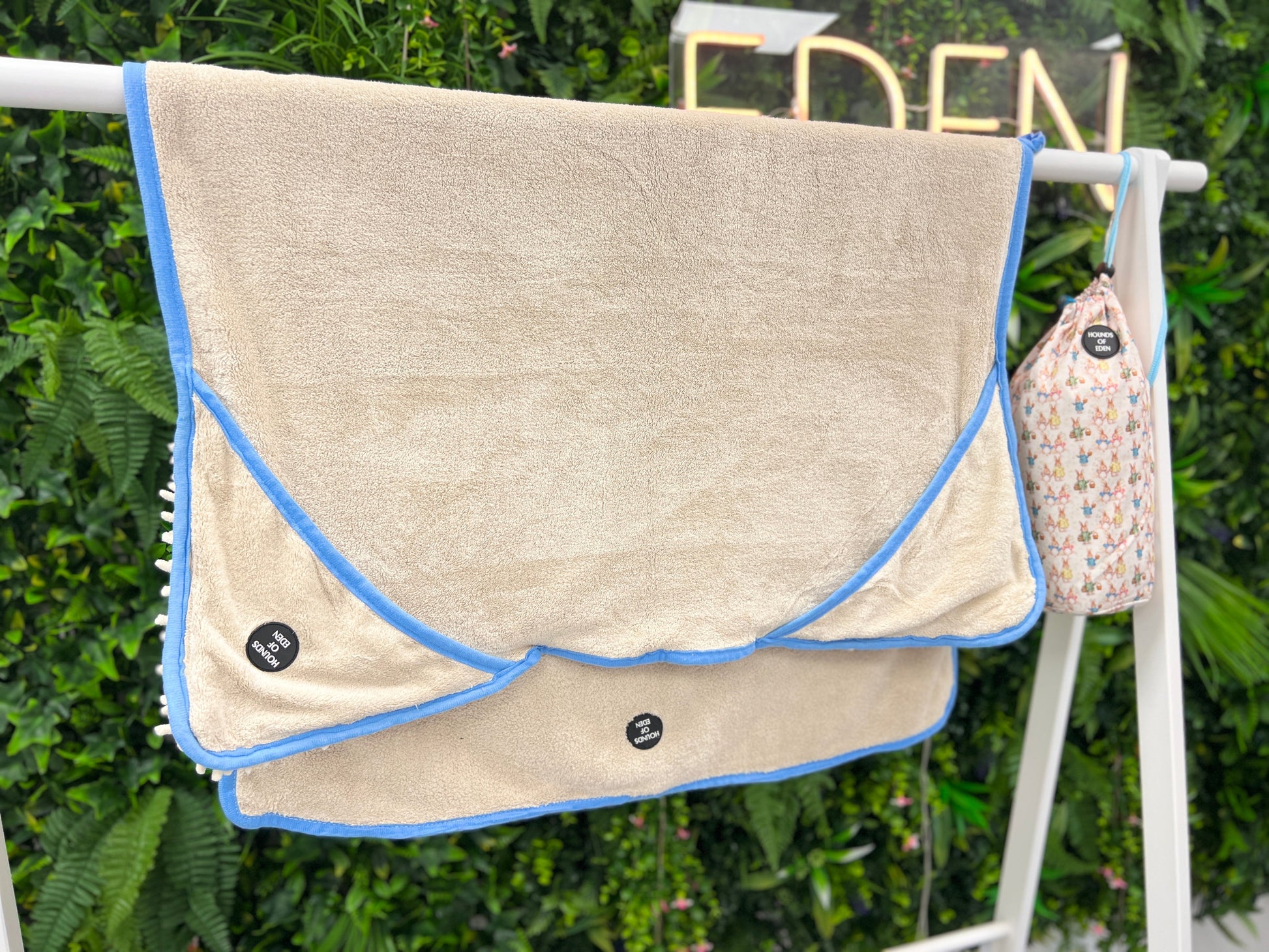 Bunny Tales Blue - Dog Towel + Carry Bag - The Bark Market