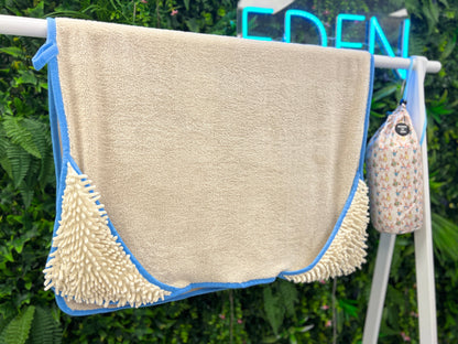 Bunny Tales Blue - Dog Towel + Carry Bag - The Bark Market
