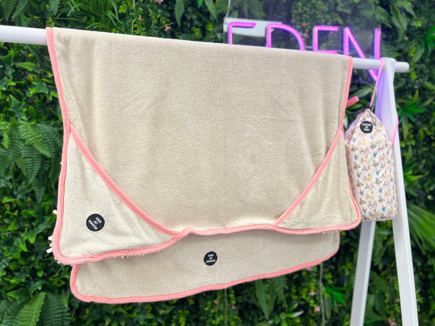Bunny Tales Pink - Dog Towel + Carry Bag - The Bark Market