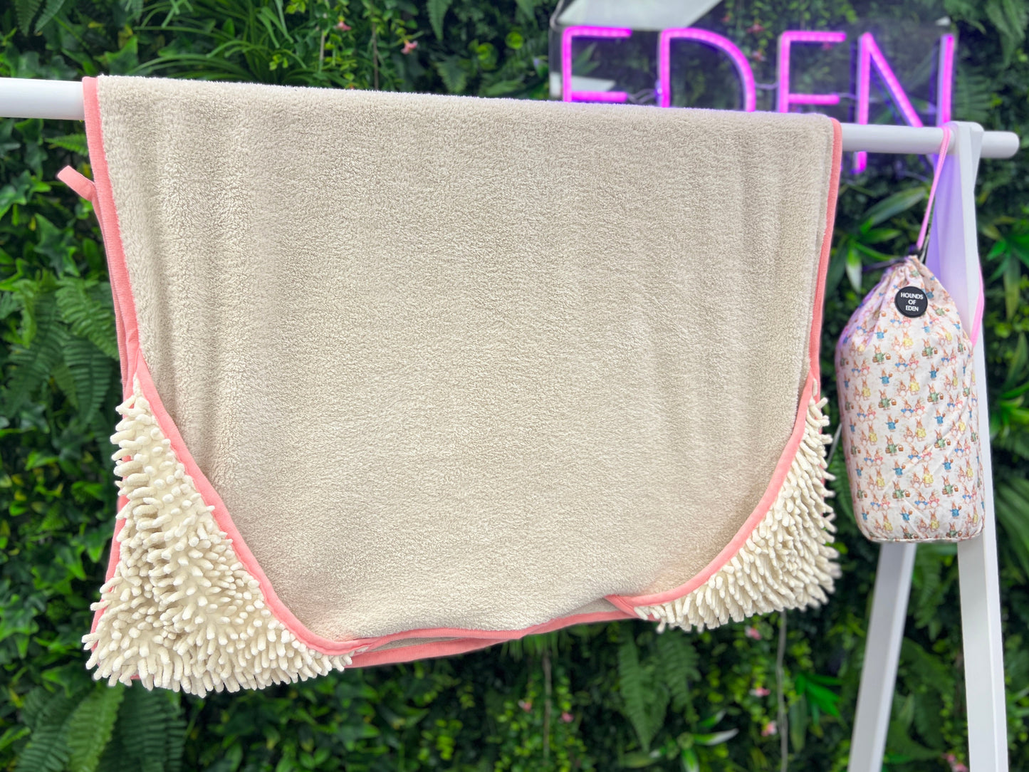 Bunny Tales Pink - Dog Towel + Carry Bag - The Bark Market