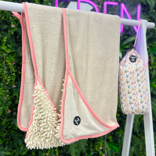 Bunny Tales Pink - Dog Towel + Carry Bag - The Bark Market