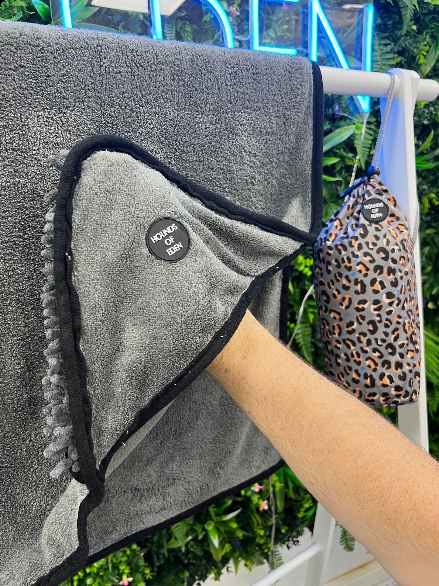 Steel Leopard - Dog Towel + Carry Bag - The Bark Market