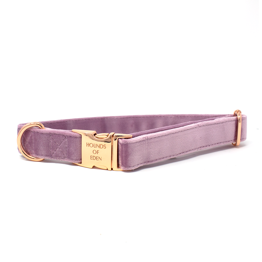 Lilac Dreams - Lilac Velvet Dog Harness with Rose Gold Metal Hardware - The Bark Market