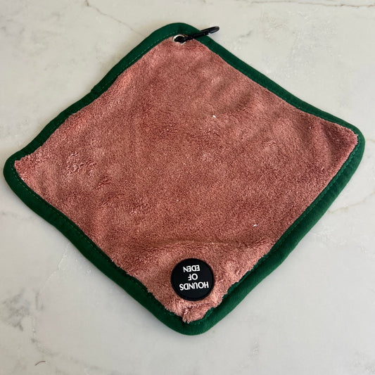 Mini Dog Towel + Clip, Dusty Pink & Green - The Bark Market