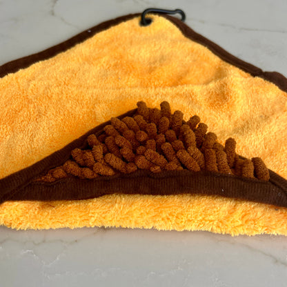 Mini Dog Towel + Clip, Yellow & Brown - The Bark Market