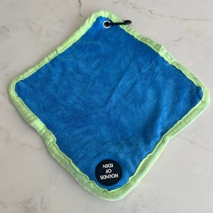 Mini Dog Towel + Clip, Blue & Green - The Bark Market