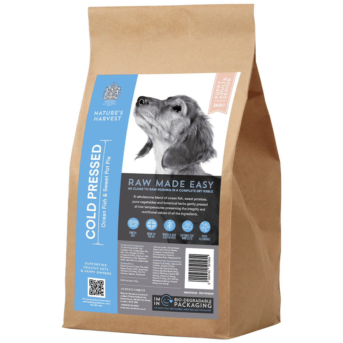 Cold Pressed Ocean Fish and Sweet Potato 3KG Hypoallergenic Dog Food - Raw Made Easy - The Bark Market