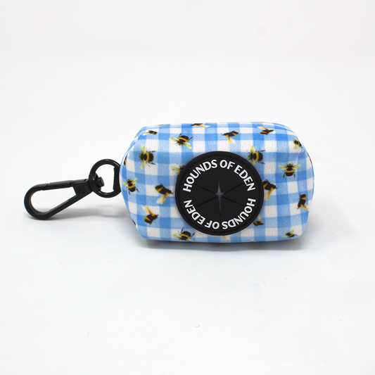 Bee You-tiful - Blue Gingham with Bees Poop Bag Holder - The Bark Market