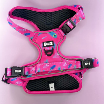 Peacock Power No Pull Tactical Dog Harness – Pink Peacock Feather Print, Adjustable, Step-In (Small-XL) - The Bark Market