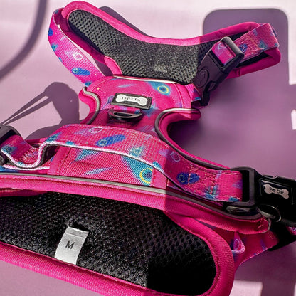 Peacock Power No Pull Tactical Dog Harness – Pink Peacock Feather Print, Adjustable, Step-In (Small-XL) - The Bark Market
