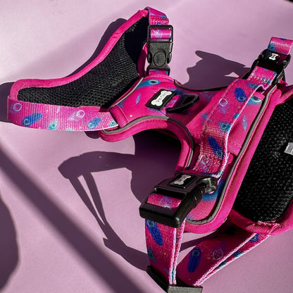 Peacock Power No Pull Tactical Dog Harness – Pink Peacock Feather Print, Adjustable, Step-In (Small-XL) - The Bark Market