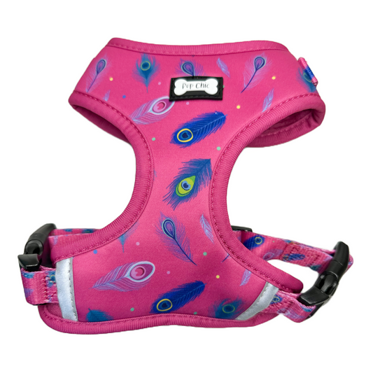 Peacock Power Adjustable Dog Harness - hot pink peacock feather dog harness - The Bark Market