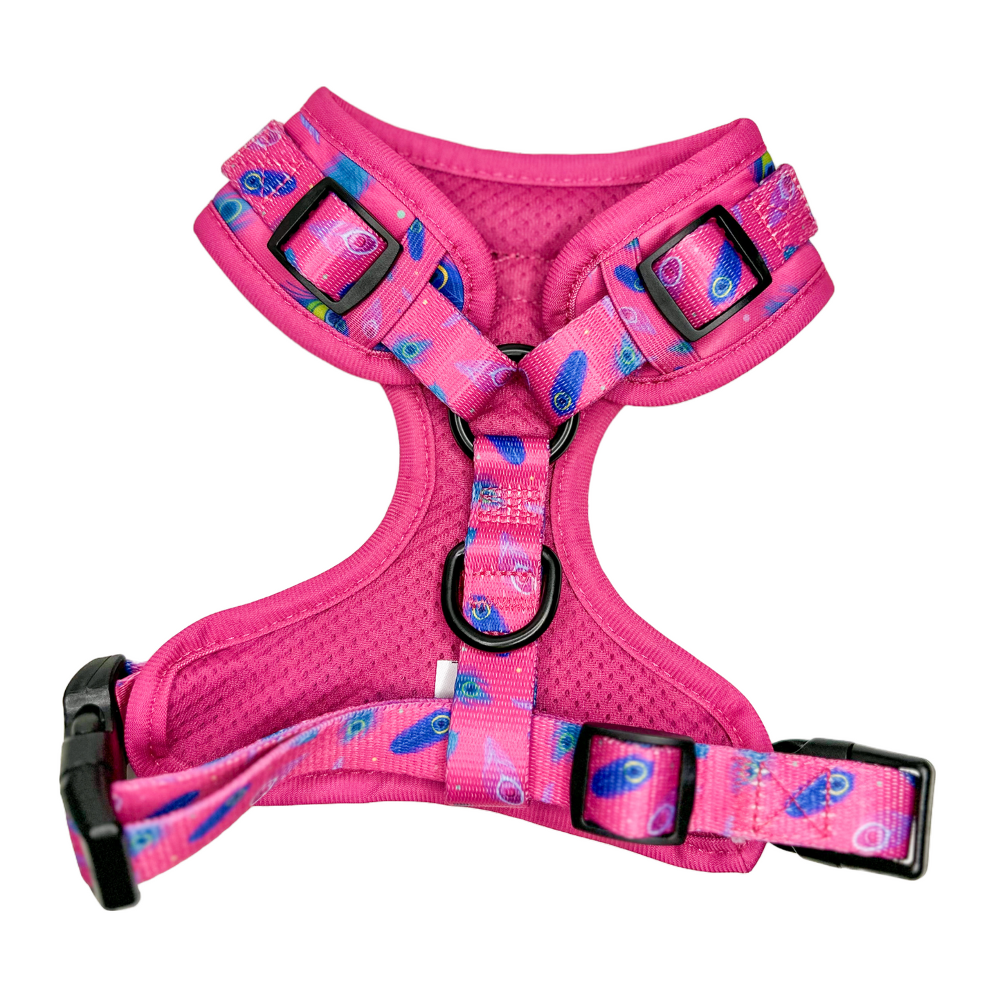 Peacock Power Adjustable Dog Harness - hot pink peacock feather dog harness - The Bark Market