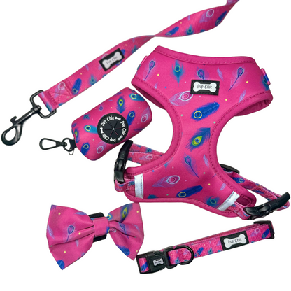 Peacock Power Adjustable Dog Harness - hot pink peacock feather dog harness - The Bark Market