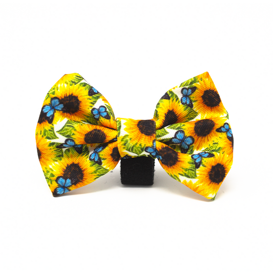 Sunflower Flutter - Yellow and Blue Dog Bow Tie - The Bark Market