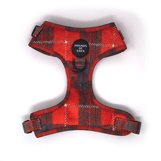 'Sammi' - Red & Grey Check Dog Harness - The Bark Market