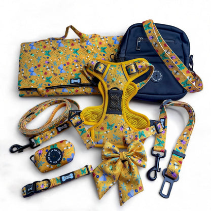 Summer Buzzin' No Pull Tactical Dog Harness – Yellow Insect Print, Adjustable, Step-In (XS-XL) - The Bark Market
