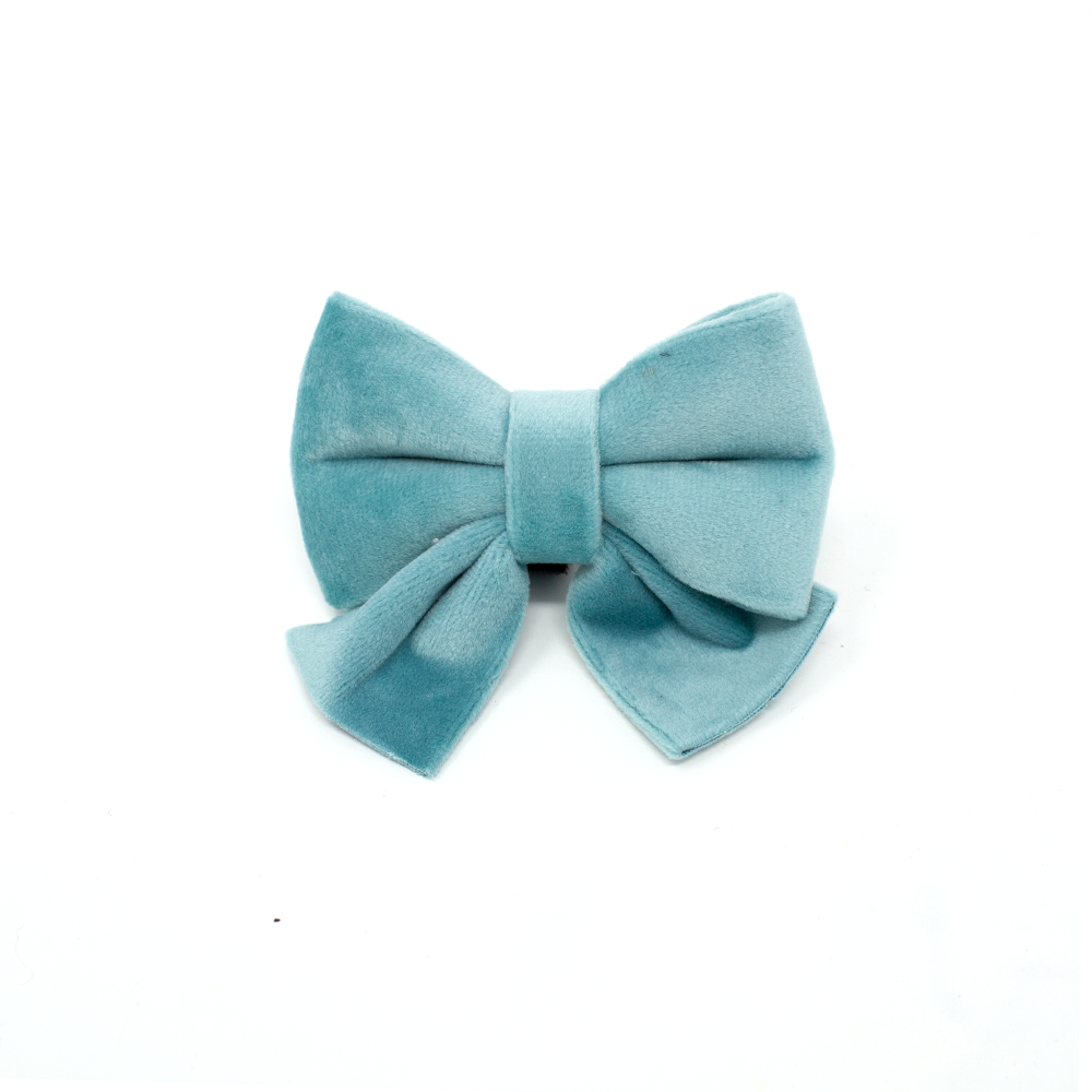 Tiffany's - Light Teal Velvet Dog Harness with Silver Metal Hardware - The Bark Market