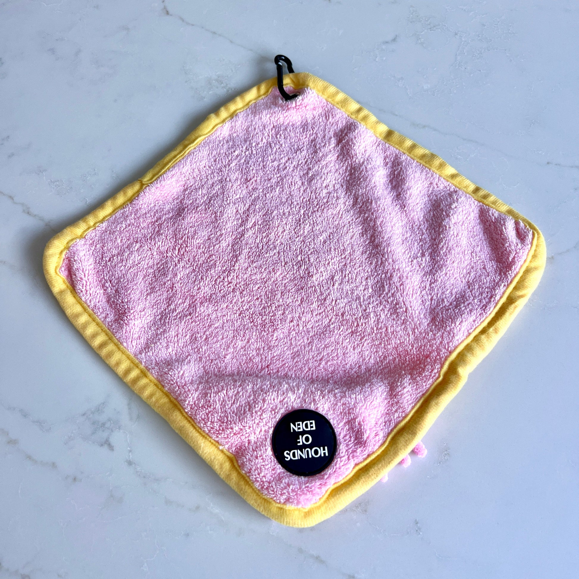 Mini Dog Towel + Clip, Pink & Yellow - The Bark Market