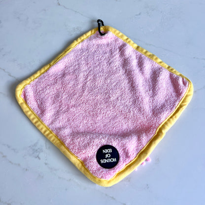 Mini Dog Towel + Clip, Pink & Yellow - The Bark Market