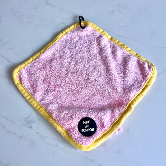 Mini Dog Towel + Clip, Pink & Yellow - The Bark Market