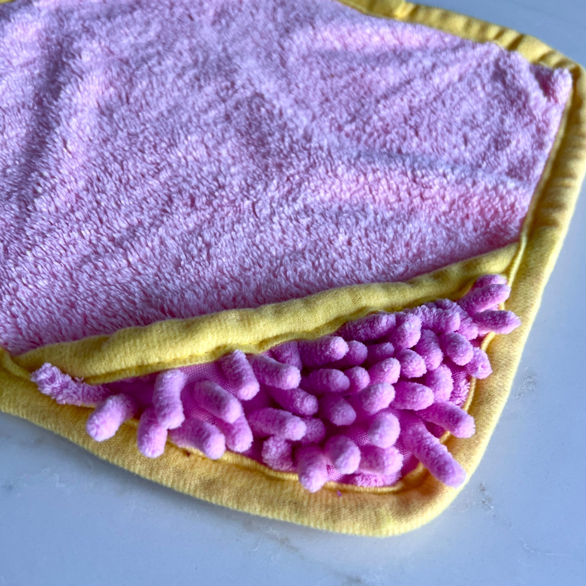 Mini Dog Towel + Clip, Pink & Yellow - The Bark Market