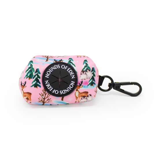 Aurora Nights - Pink Penguin Design Poop Bag Holder - The Bark Market