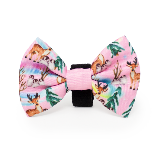 Aurora Nights - Pink Penguin Design Dog Bow Tie - The Bark Market