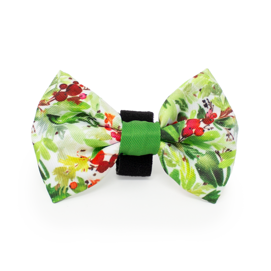 Winter Spruce & Berries Design Dog Bow Tie - The Bark Market