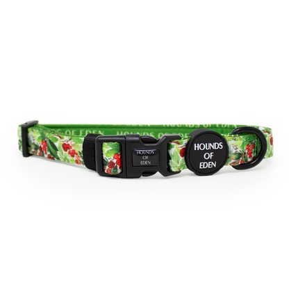 Winter Spruce & Berries Design Dog Collar - The Bark Market