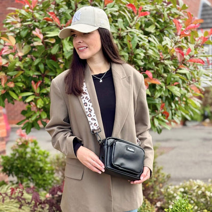 Crossbody Dog Walking Bag - Vegan Leather Black - The Bark Market