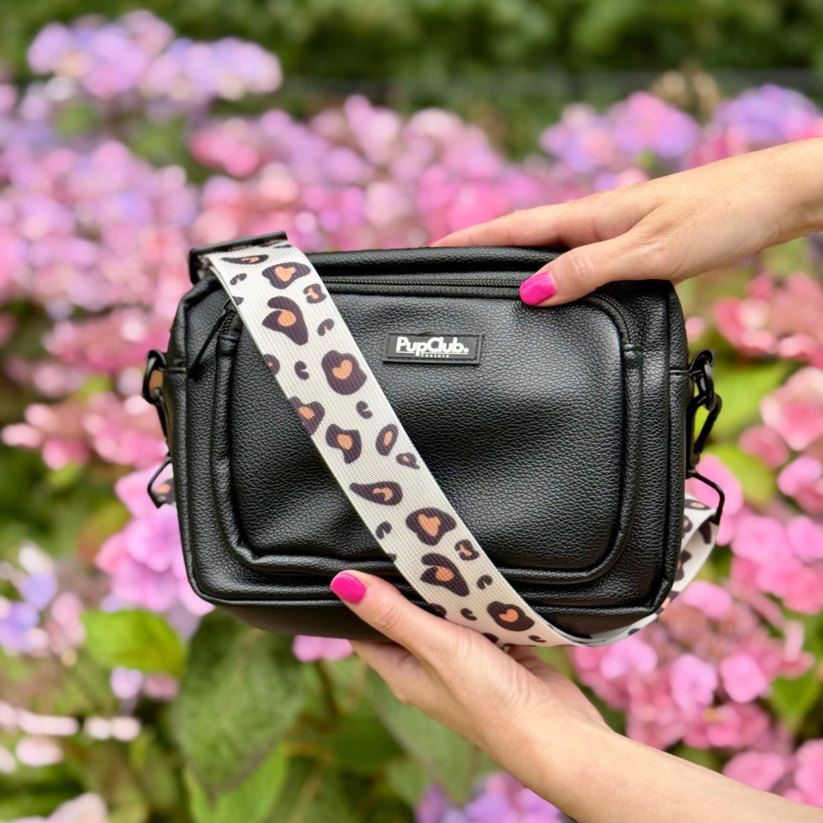 Crossbody Dog Walking Bag - Vegan Leather Black - The Bark Market