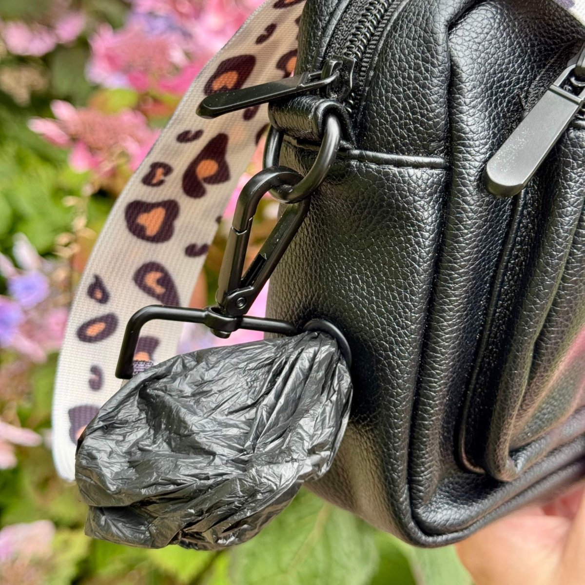 Crossbody Dog Walking Bag - Vegan Leather Black - The Bark Market
