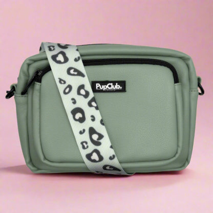 Crossbody Dog Walking Bag - Vegan Leather Sage Green - The Bark Market