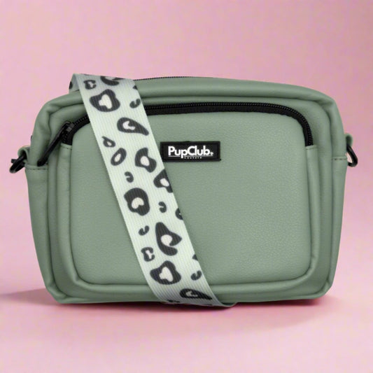 Crossbody Dog Walking Bag - Vegan Leather Sage Green - The Bark Market