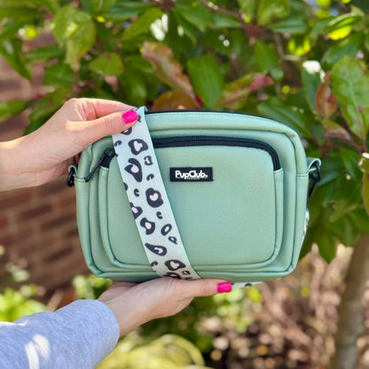 Crossbody Dog Walking Bag - Vegan Leather Sage Green - The Bark Market