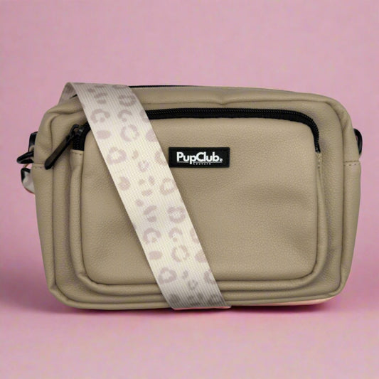 Crossbody Dog Walking Bag - Vegan Leather Tan - The Bark Market