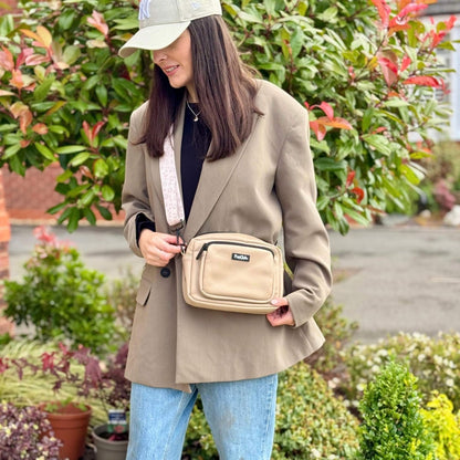 Crossbody Dog Walking Bag - Vegan Leather Tan - The Bark Market