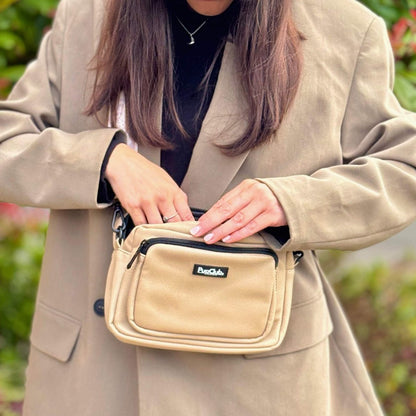 Crossbody Dog Walking Bag - Vegan Leather Tan - The Bark Market