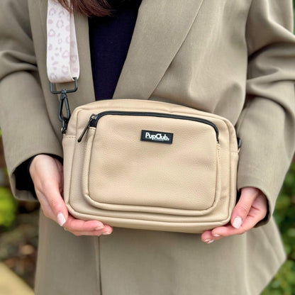 Crossbody Dog Walking Bag - Vegan Leather Tan - The Bark Market