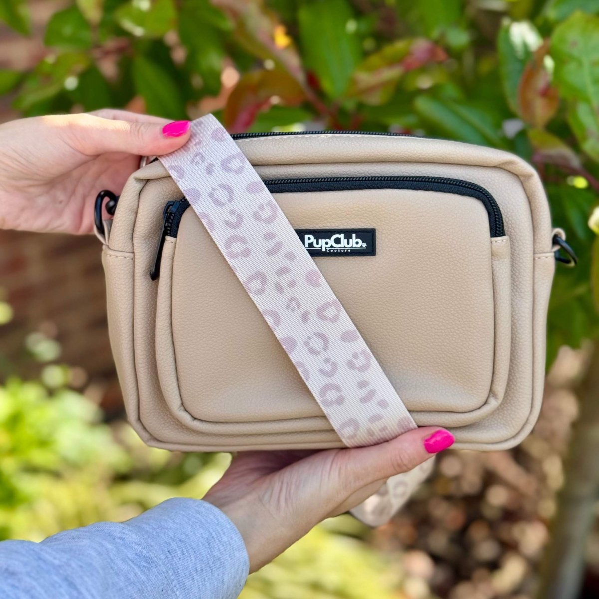 Crossbody Dog Walking Bag - Vegan Leather Tan - The Bark Market