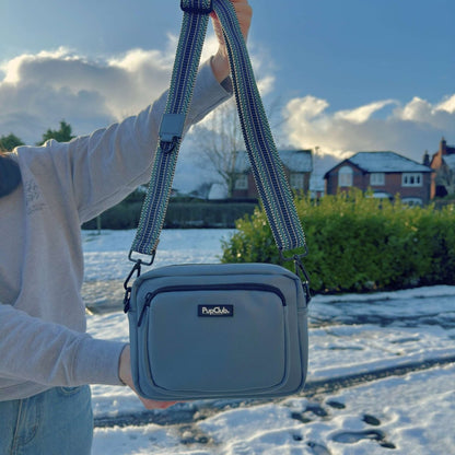 Crossbody Dog Walking Bag - Vegan Leather Slate Blue - The Bark Market