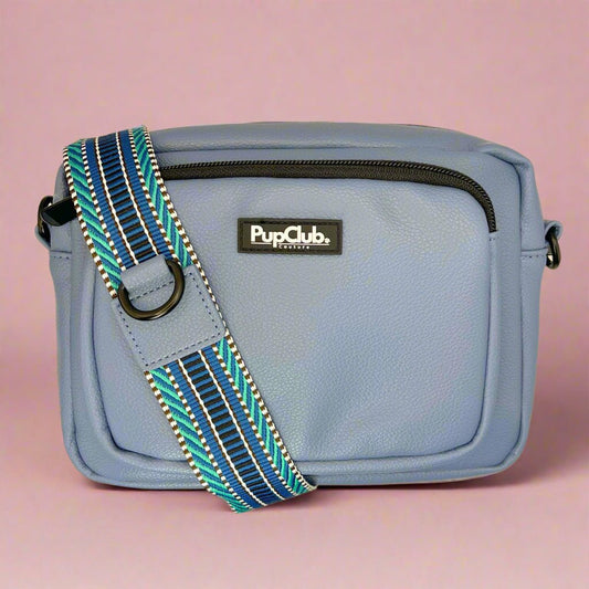 Crossbody Dog Walking Bag - Vegan Leather Slate Blue - The Bark Market