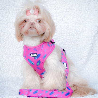 Peacock Power Adjustable Dog Harness - hot pink peacock feather dog harness - The Bark Market