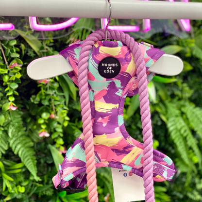 'Blush it Off' - Pink, Purple, Pastel Mint & Lemon Camo Pattern Dog Harness - The Bark Market