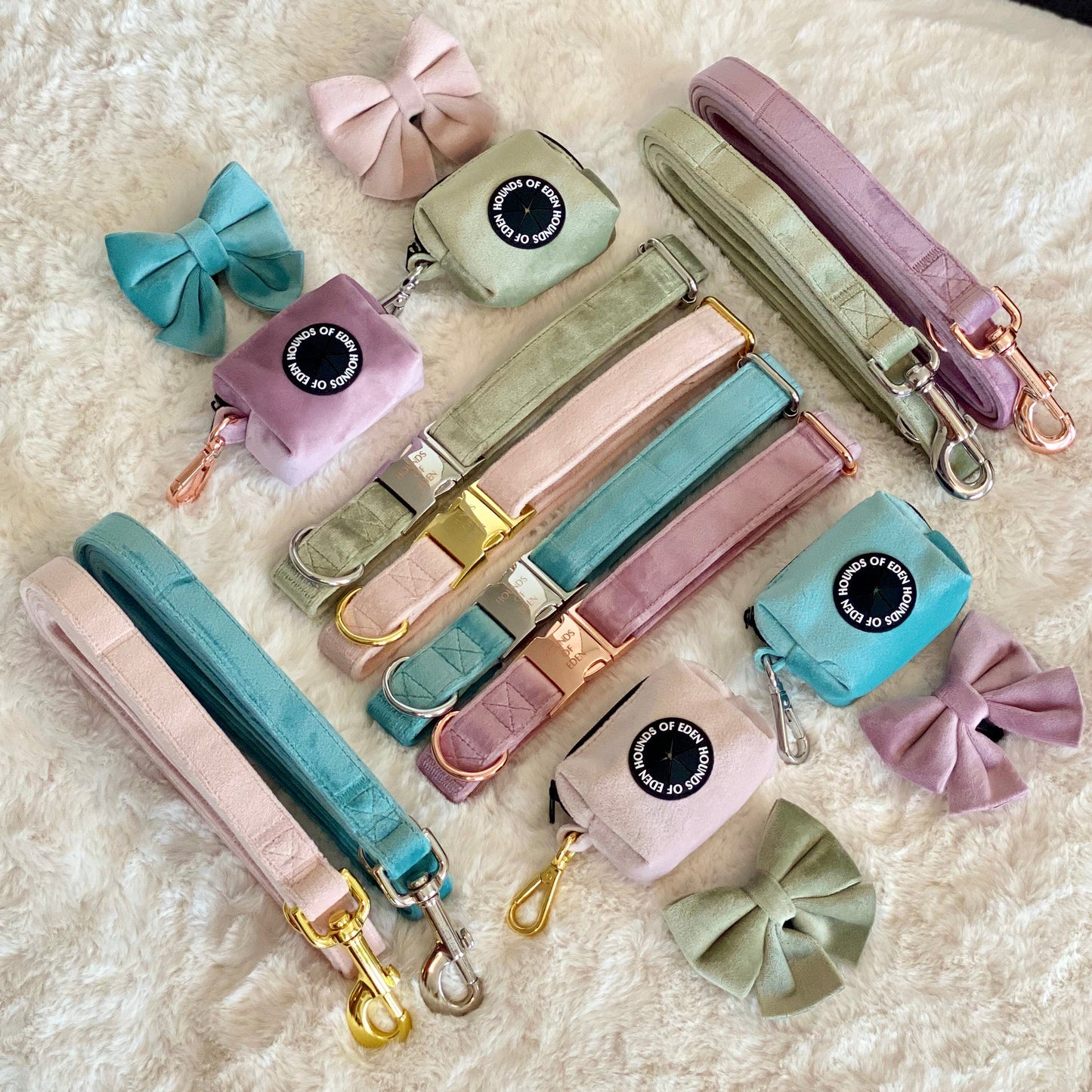 Lilac Dreams - Lilac Velvet Dog Harness with Rose Gold Metal Hardware - The Bark Market
