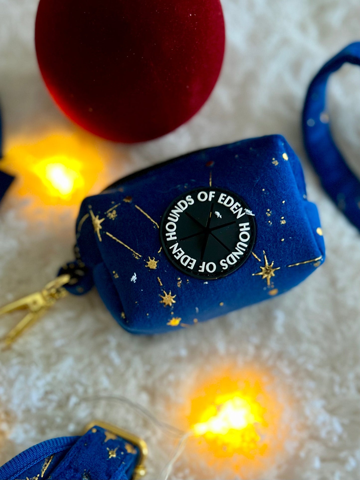 Sapphire Stars Velvet Poop Bag Holder - The Bark Market